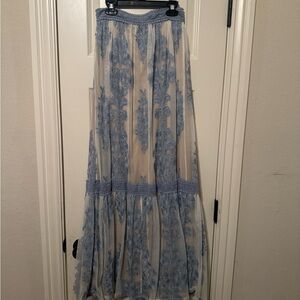 Altar'd State Blue Embroidered Maxi Skirt